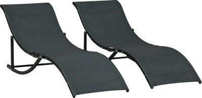 Set-2-Sdraio-da-Giardino-Pieghevoli,-Lettino-Prendisole-in-Alluminio-e-Textilene,-61x165x63cm-84B-540