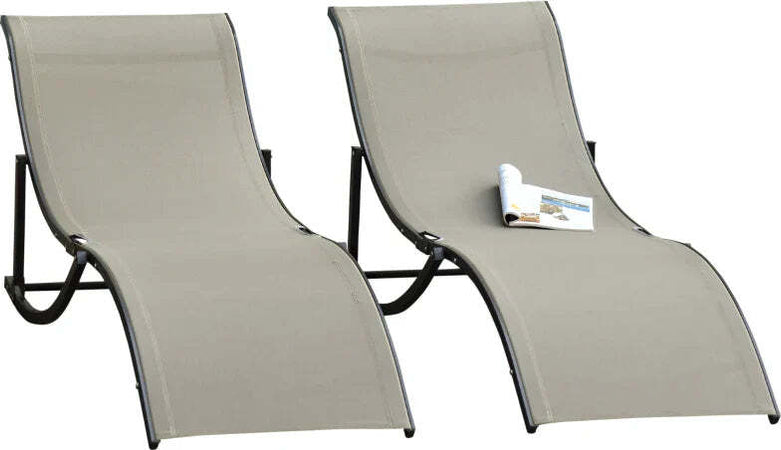 Set-2-Sdraio-da-Giardino-Pieghevoli,-Lettino-Prendisole-in-Alluminio-e-Textilene,-61x165x63cm-84B-540CF