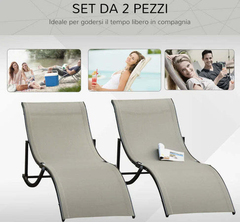 Set-2-Sdraio-da-Giardino-Pieghevoli,-Lettino-Prendisole-in-Alluminio-e-Textilene,-61x165x63cm-84B-540CF