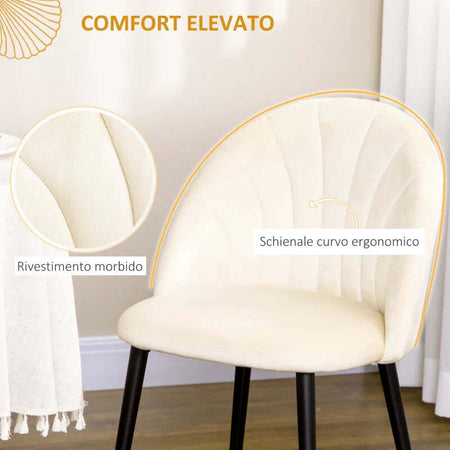 Set-2-Sedie-da-Salotto-e-Sala-da-Pranzo-Imbottite,-in-Metallo-e-Tessuto-Effetto-Velluto-Beige,-52x54x79-cm-AS5835-253V00CWAS5