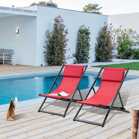 Set-2-Sedie-Poltrona-Sdraio-da-Esterni,-Pieghevoli-e-Reclinabili,-in-Alluminio,-Rosso,-96.5-x-58-x-91.5cm-84B-342WR