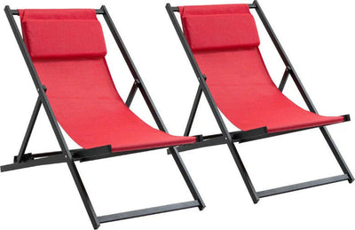Set-2-Sedie-Poltrona-Sdraio-da-Esterni,-Pieghevoli-e-Reclinabili,-in-Alluminio,-Rosso,-96.5-x-58-x-91.5cm-84B-342WR
