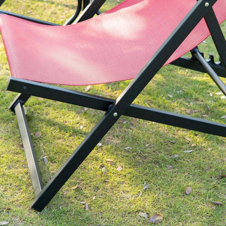 Set-2-Sedie-Poltrona-Sdraio-da-Esterni,-Pieghevoli-e-Reclinabili,-in-Alluminio,-Rosso,-96.5-x-58-x-91.5cm-84B-342WR