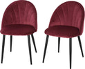 Set-2-Sedie-Sala-da-Pranzo-e-Soggiorno-Imbottite,-Design-Nordico-ed-Ergonomico-in-Metallo-e-Velluto,-52x54x79-cm,-Rosso-Scuro-ER7835-253WRER7
