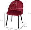 Set-2-Sedie-Sala-da-Pranzo-e-Soggiorno-Imbottite,-Design-Nordico-ed-Ergonomico-in-Metallo-e-Velluto,-52x54x79-cm,-Rosso-Scuro-ER7835-253WRER7