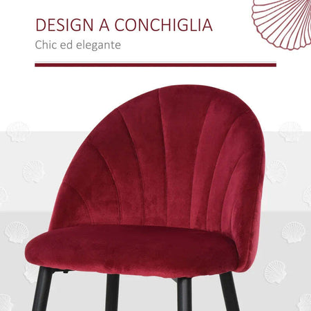 Set-2-Sedie-Sala-da-Pranzo-e-Soggiorno-Imbottite,-Design-Nordico-ed-Ergonomico-in-Metallo-e-Velluto,-52x54x79-cm,-Rosso-Scuro-ER7835-253WRER7