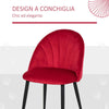 Set-2-Sedie-Sala-da-Pranzo-e-Soggiorno-Imbottite,-Design-Nordico-ed-Ergonomico-in-Metallo-e-Velluto,-52x54x79-cm,-Rosso-TG2835-253RDTG2