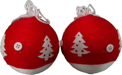 Set-2-sfere-di-Natale-in-lana-cm-10-Bianco-rosso-Assortito-Ciao-Srl