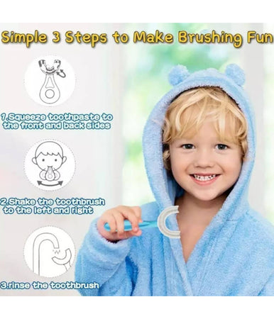 Set 2 Spazzolino Da Denti Per Bambini 2-6 Anni A Forma Di U Setole In Silicone