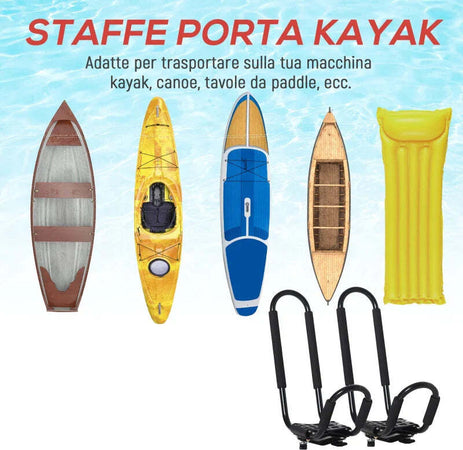 Set-2-Staffe-Porta-Kayak-con-Attacco-Universale-per-Portapacchi-Adatte-per-Canoe-e-Paddleboard,-Nero,-46x16.5x47cm-YH7A32-012YH7