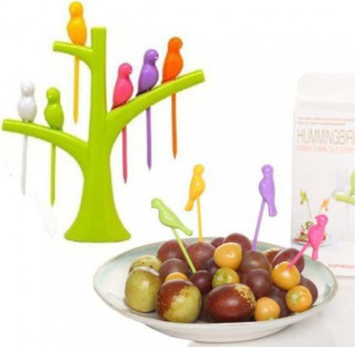 SET 2 SUPPORTI ALBERI 6 PORTA FORCHETTE DA FRUTTA FORMA UCCELLINI SPIEDINI Casa e cucina/Organizzazione interni/Contenitori e barattoli da cucina/Portaoggetti e supporti/Portaposate Trade Shop italia - Napoli, Commerciovirtuoso.it