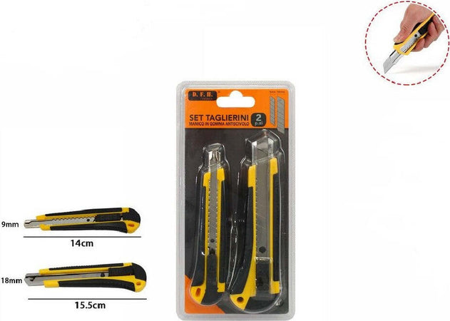 Set 2 Taglierini Taglierino Cutter Con Fermo Blocco Guida Lama 71072 Manico Gomma Casa, arredamento e bricolage > Bricolage e fai da te > Utensili Manuali Trade Shop italia - Napoli, Commerciovirtuoso.it