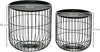 Set-2-Tavolini-da-Salotto-Impilabili-Rotondi-in-Acciaio-con-Vano-Contenitore,-Nero-WL4839-738V00BKWL4