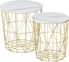 Set-2-Tavolini-da-Salotto-Moderni-Impilabili-con-Ripiano-Rimovibile,-Tavolino-da-Caffè-con-Contenitore-per-Soggiorno-e-Camera,-Bianco-Oro-GT6839-105GT6