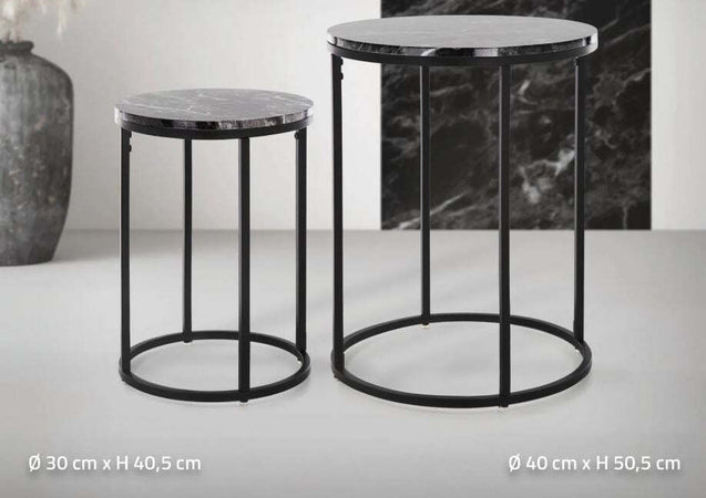 Set 2 Tavolini Da Salotto Moderno In Metallo Con Piano Effetto Marmo Casa e cucina/Arredamento/Soggiorno/Tavoli e tavolini/Tavolini bassi Decor Space - Altamura, Commerciovirtuoso.it