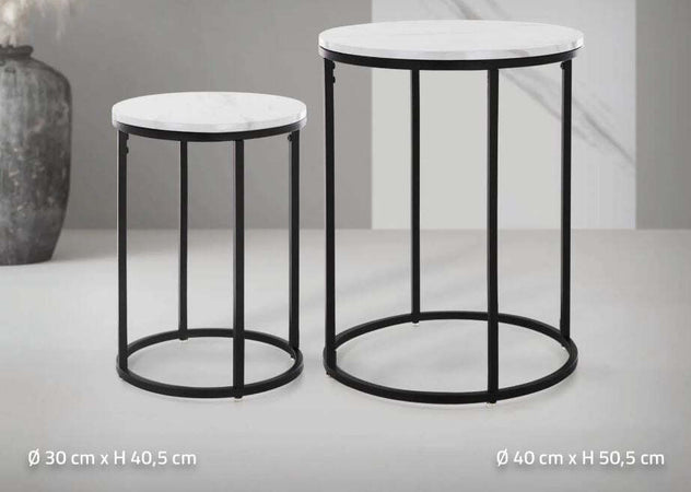 Set 2 Tavolini Da Salotto Moderno In Metallo Con Piano Effetto Marmo Casa e cucina/Arredamento/Soggiorno/Tavoli e tavolini/Tavolini bassi Decor Space - Altamura, Commerciovirtuoso.it