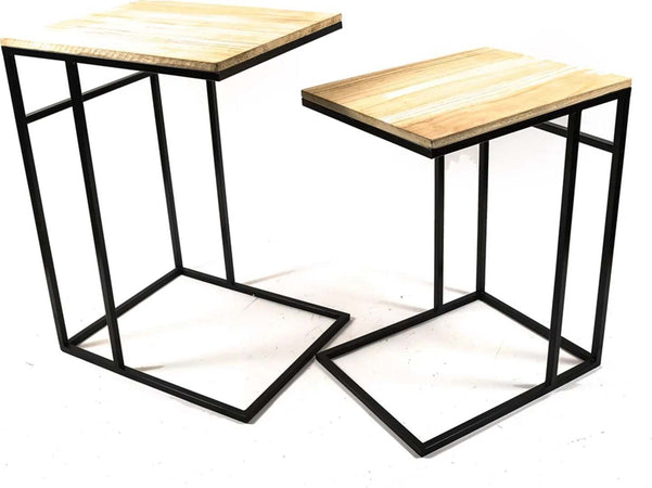 Set 2 Tavolini in metallo e Legno per arredamento interno ed esterno Casa e cucina/Arredamento/Soggiorno/Tavoli e tavolini/Console e tavoli da divano Decor Space - Altamura, Commerciovirtuoso.it