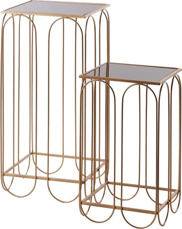 Set 2 Tavolini quadrati in metallo e vetro per arredamento interno ed esterno Casa e cucina/Arredamento/Soggiorno/Tavoli e tavolini/Console e tavoli da divano Decor Space - Altamura, Commerciovirtuoso.it