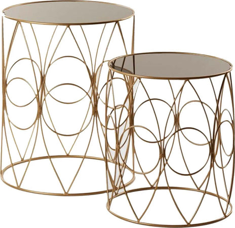 Set 2 Tavolini tondi in metallo e vetro per arredamento interno ed esterno Casa e cucina/Arredamento/Soggiorno/Tavoli e tavolini/Console e tavoli da divano Decor Space - Altamura, Commerciovirtuoso.it