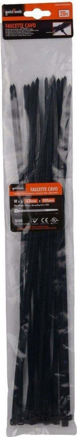 Set 20 Pz Fascette Cavi Cavo Nero Stringenti In Plastica Nylon 4.8x400 Mm 92385 Fai da te/Materiale elettrico/Gestione del cavo/Stringicavi Trade Shop italia - Napoli, Commerciovirtuoso.it