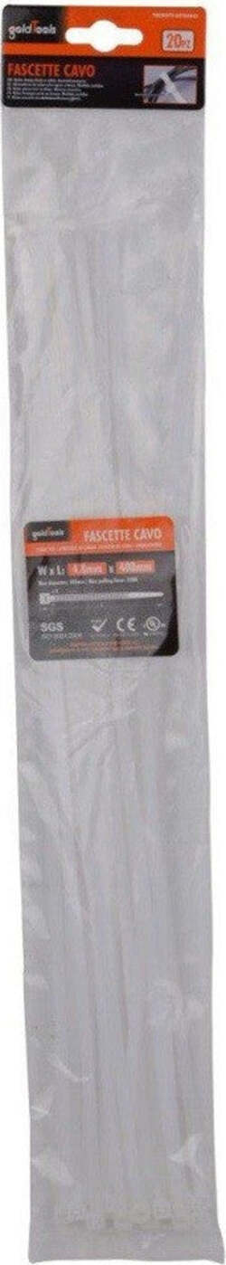 Set 20pz Fascette Cavi Cavo Bianco Stringenti In Plastica Nylon 4.8x400 Mm 92370 Fai da te/Materiale elettrico/Gestione del cavo/Stringicavi Trade Shop italia - Napoli, Commerciovirtuoso.it