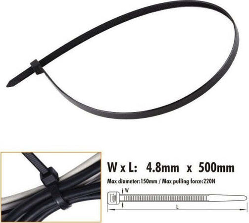 Set-20pz-Fascette-Cavi-Cavo-Nero-Stringenti-In-Plastica-Nylon-4.8-X-500-Mm-92387