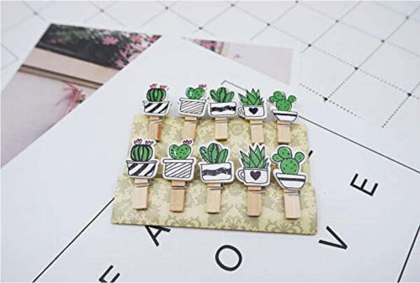 Set-20pz-Mollettine-Cactus-Di-Legno-Mollete-Clip-Corda-Juta-Decorazione-Appendere-Foto