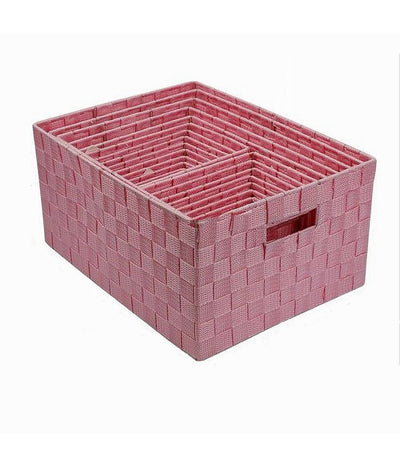 Set 21 Pezzi Box Scatola In Tessuto Portaoggetti Organizer Con Manici Rosa 79089