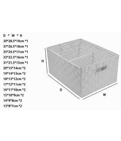 Set 21 Pz Box Scatola In Tessuto Portaoggetti Organizer Con Manici Bianco 79085