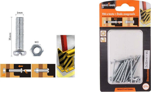 Set 21 Pz Viti Vite Testa A Croce Tonda 3x35 Mm Con Dadi Dado Esagonale M3 90957 Fai da te/Ferramenta/Chiodi viti ed elementi di fissaggio/Viti/Viti a spalla Trade Shop italia - Napoli, Commerciovirtuoso.it