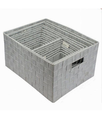 Set 21pz Scatola In Tessuto Portaoggetti Organizer Con Manici Grigio Chiaro 79084