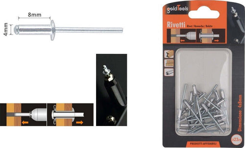Set 23 Pz Rivetti Rivetto 4 X 8mm Accessori Bricolage Ferramenta Fai Da Te 90815 Fai da te/Ferramenta/Chiodi viti ed elementi di fissaggio/Rivetti/Rivetti pieni Trade Shop italia - Napoli, Commerciovirtuoso.it