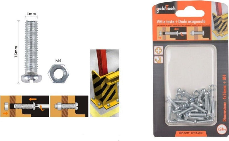 Set 24 Pz Viti Vite Testa A Croce Tonda 4x16 Mm Con Dadi Dado Esagonale M4 90960 Fai da te/Ferramenta/Chiodi viti ed elementi di fissaggio/Viti/Viti a spalla Trade Shop italia - Napoli, Commerciovirtuoso.it