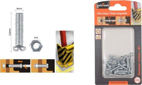 Set-24-Pz-Viti-Vite-Testa-A-Croce-Tonda-4x16-Mm-Con-Dadi-Dado-Esagonale-M4-90960