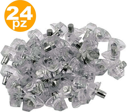 SET 24 SUPPORTI PERNO PER MENSOLE REGGIMENSOLA PIOLI MORSETTO TRIANGOLARE TRASPARENTE  Trade Shop italia - Napoli, Commerciovirtuoso.it