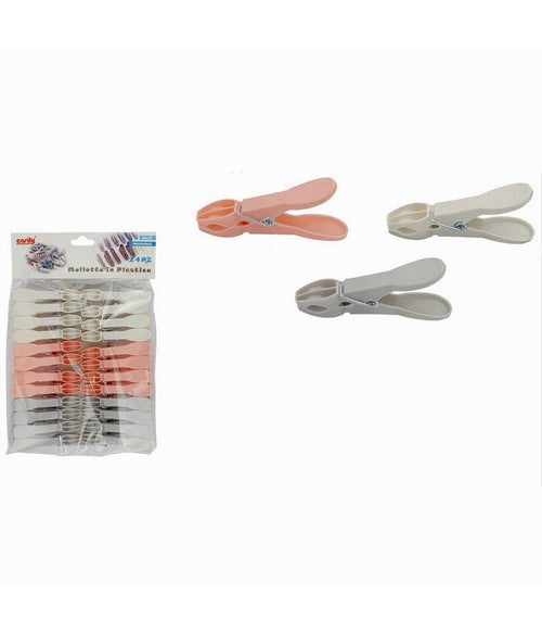 Set 24pz Mollette In Plastica Multiuso 8 Cm Pinze Bucato Panni Colori Vari 69539