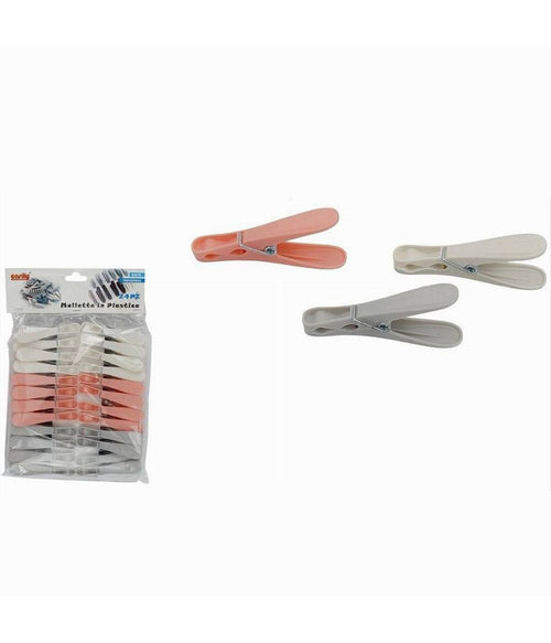 Set 24pz Mollette Plastica Multiuso 8cm Pinze Bucato Panni Colori Assortiti 69538
