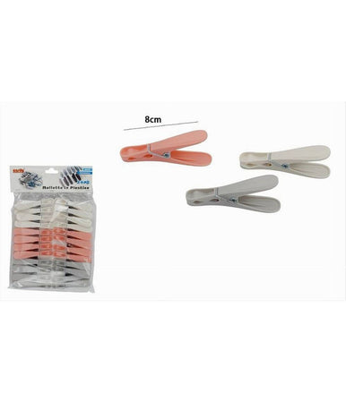 Set 24pz Mollette Plastica Multiuso 8cm Pinze Bucato Panni Colori Assortiti 69538