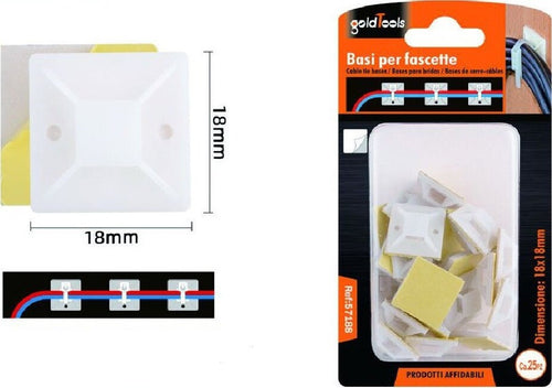 Set 25 Pezzi Basi Passante Per Fissaggio Fascette Supporto Adesivo 18x18mm 57188 Fai da te/Materiale elettrico/Gestione del cavo/Stringicavi Trade Shop italia - Napoli, Commerciovirtuoso.it