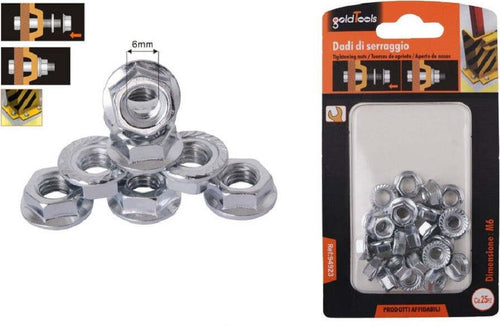 Set 25 Pz Dado Esagonale Flangiato Dadi Di Serraggio M6 Bulloni Vite 6mm 94923 Fai da te/Ferramenta/Chiodi viti ed elementi di fissaggio/Kit di bulloni e dadi Trade Shop italia - Napoli, Commerciovirtuoso.it