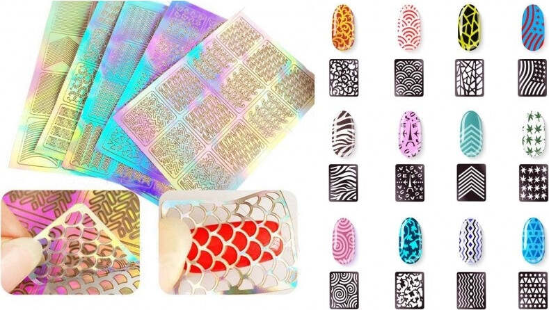 SET 27 STENCIL STAMPINO DISEGNI UNGHIE ADESIVI NAIL ART MANICURE DECORAZIONE Bellezza/Manicure e pedicure/Decorazioni per unghie/Attrezzatura per Nail Art/Glitter Trade Shop italia - Napoli, Commerciovirtuoso.it
