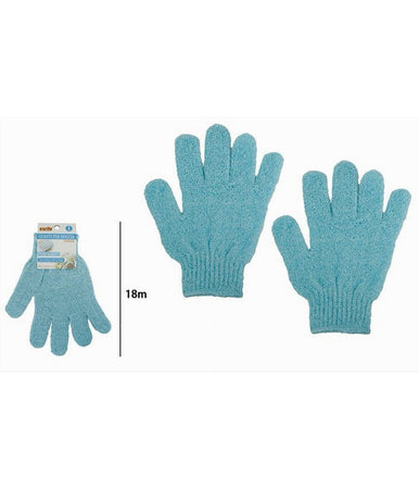 Set 2pezzi Guanti Di Crine Per Doccia Bagno Esfoliante Pelle Corpo Azzurro 79724