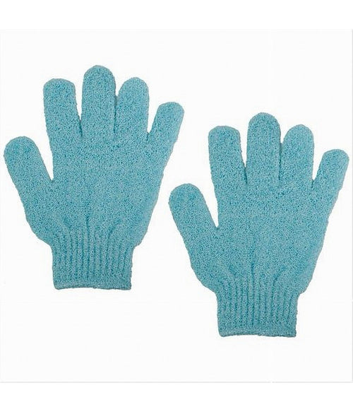 Set 2pezzi Guanti Di Crine Per Doccia Bagno Esfoliante Pelle Corpo Azzurro 79724