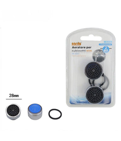 Set 2pz Aeratore Per Rubinetti Filtri Abs 28 Mm Rompigetto M28 Guarnizioni 59037