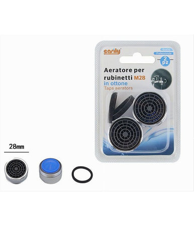 Set 2pz Aeratore Per Rubinetti Filtri Ottone 28mm Rompigetto M28 Guarnizioni 69172