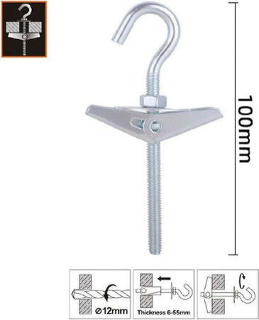 Set 2pz Ancora A Farfalla Con Gancio In Acciaio Con Dado Rondella M4x100mm 57228 Fai da te/Ferramenta/Chiodi viti ed elementi di fissaggio/Bulloni/Bulloni di espansione Trade Shop italia - Napoli, Commerciovirtuoso.it