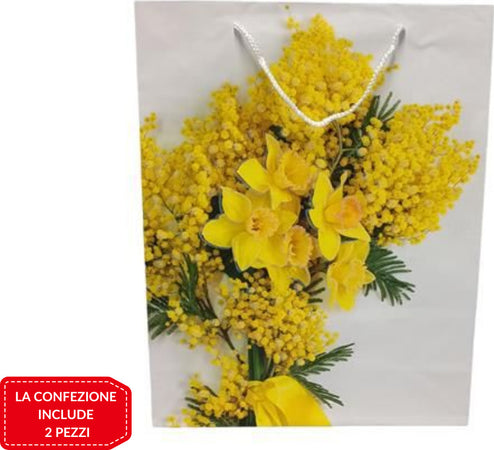 Set 2pz Buste Busta Regalo Mimosa 42x12x33cm Borsa Idea Regalo Festa Della Donna Casa e cucina/Hobby creativi/Articoli per confezioni regalo/Sacchetti da regalo Trade Shop italia - Napoli, Commerciovirtuoso.it