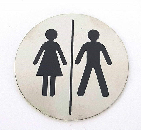 Set 2pz Cartelli Cartello Tondo Adesivo In Metallo Uomo Donna Porta Wc Bagno 6.5cm Cartelli Segnalatori Trade Shop italia - Napoli, Commerciovirtuoso.it