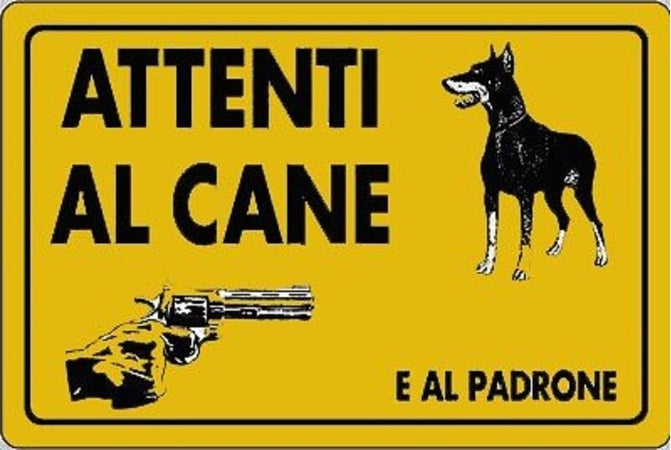 SET 2PZ CARTELLO ATTENTI AL CANE E AL PADRONE SEGNALETICA SICUREZZA AVVERTIMENTO  Trade Shop italia - Napoli, Commerciovirtuoso.it