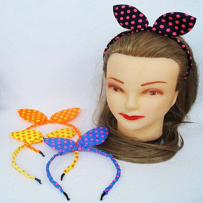 SET 2PZ CERCHIETTI RETRO' POIS ORECCHIE FERMACAPELLI PLASTICA TESSUTO ACCESSORI  Trade Shop italia - Napoli, Commerciovirtuoso.it